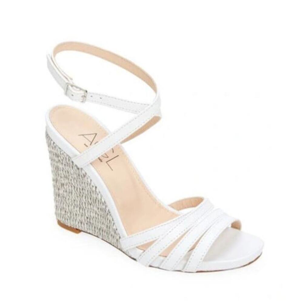AGL Women's Dora Ankle Strap Wedge Sandal White Plumba Size US 11 EU 41‎